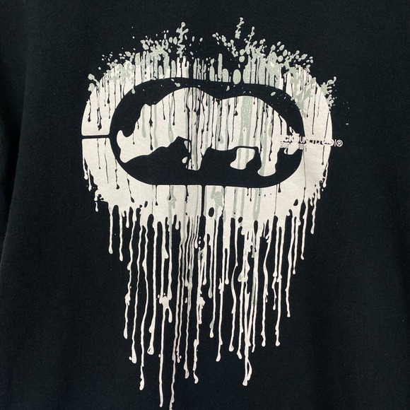 Ecko Unltd T Shirt Mens Large Rhino Puff Print Drip Y2K Streetwear Hip Hop Black - Picture 2 of 11